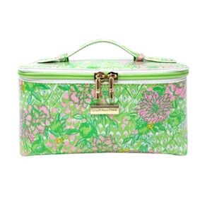 Lilly Pulitzer Green and Pink Floral Cosmetic Case